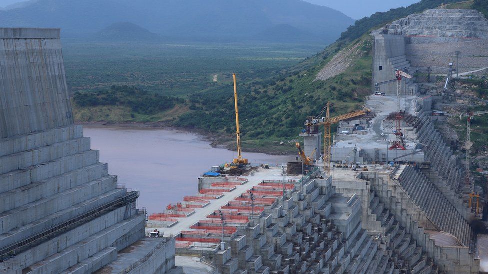 Ethiopia's Grand Renaissance Dam under construction on the river Nile