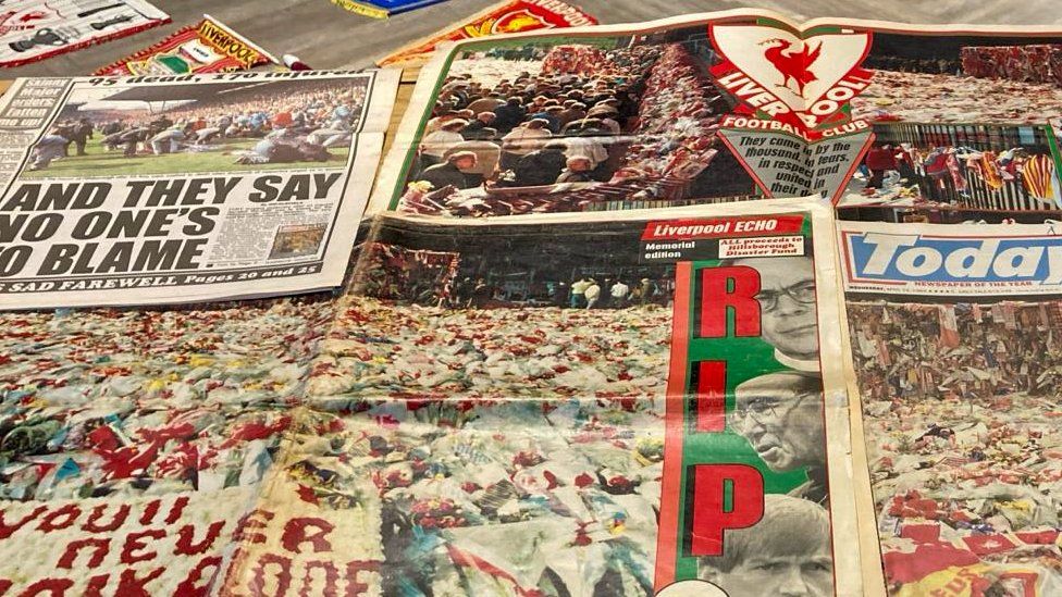 A selection of newspapers showing their coverage from the time of the Hillsborough disaster