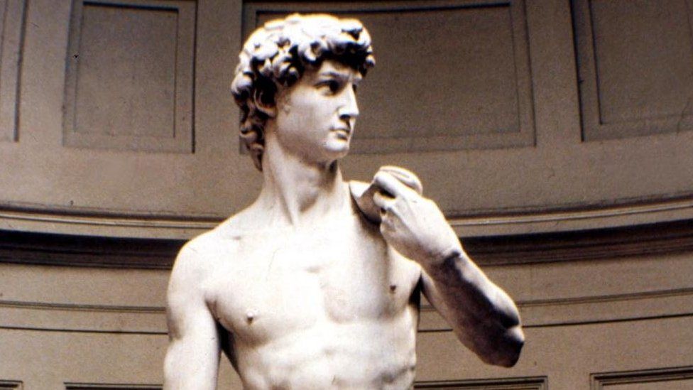 A picture of Michelangelo's statue of David's statue of David