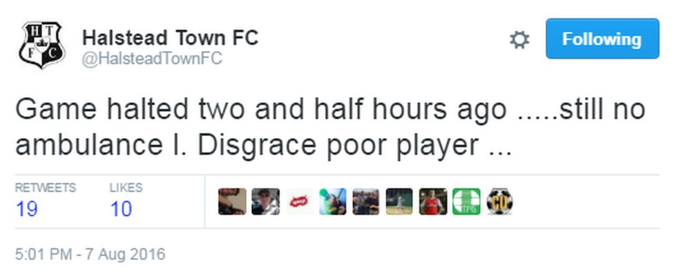 Halstead Town FC tweet