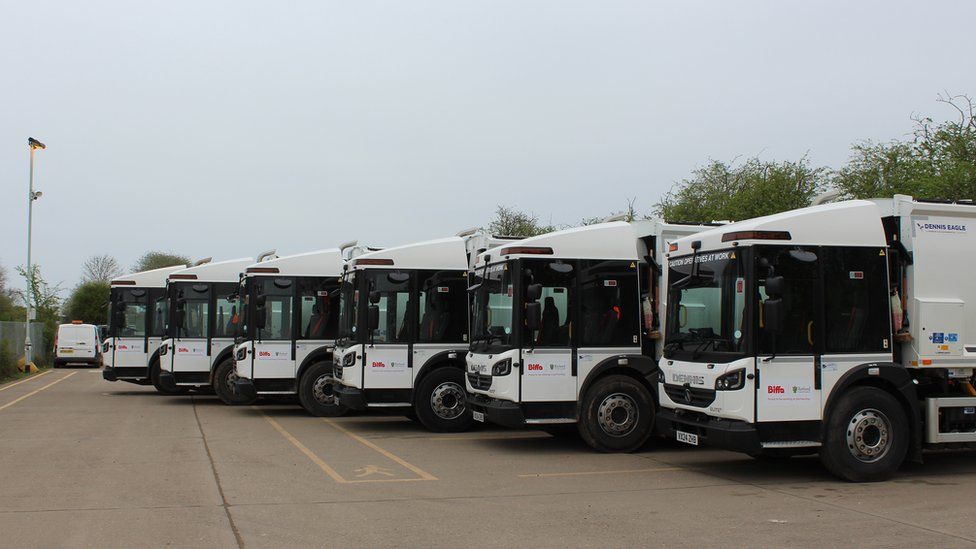 A waste vehicle fleet