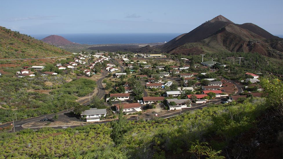 Two Boats Village and Sisters Peaks on Ascension Island