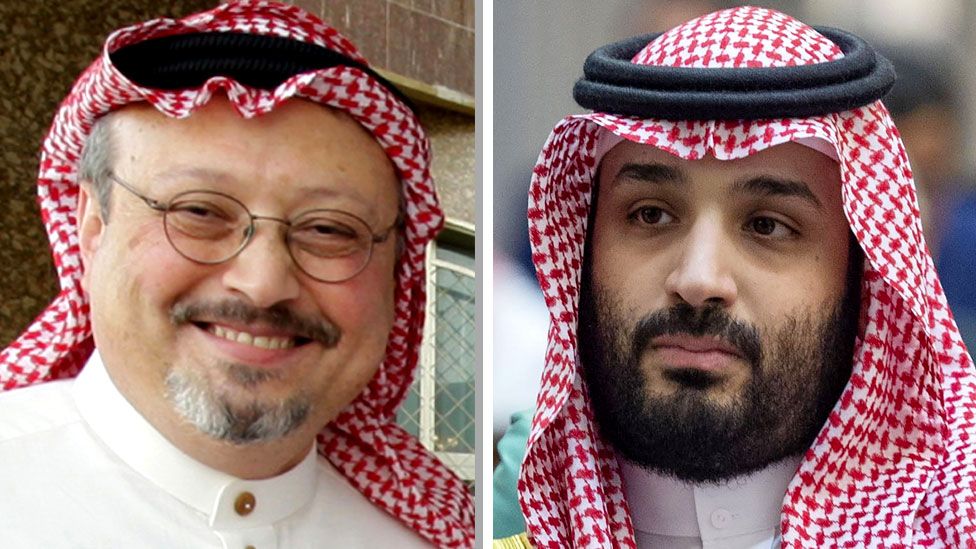 Composite image showing Jamal Khashoggi (L) and Mohammed bin Salman (R)