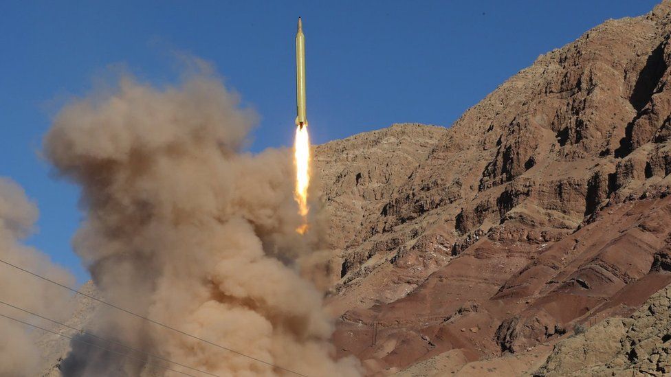A Qadr ballistic missile is launched in the Alborz mountain range in northern Iran on 9 March 2016