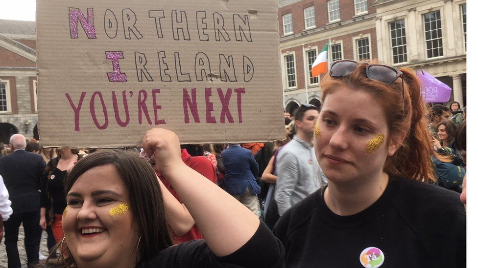 Repeal campaigners at Dublin Castle