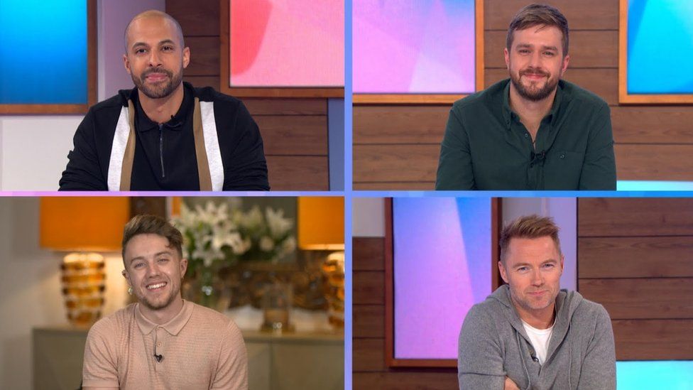 Loose Men: (Clockwise left to right) Marvin Humes, Iain Stirling, Ronan Keating and Roman Kemp