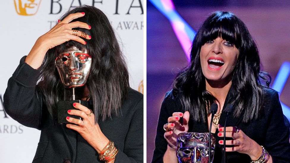 Claudia Winkleman accepts the Entertainment Performance Award for 'The Traitors' for 'The Traitors' at the 2023 BAFTA Television Awards with P&O Cruises, held at the Royal Festival Hall on May 14, 2023 in London, England