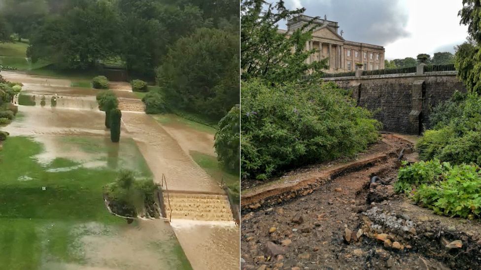 Flooding and the damage to paths at Lyme Park