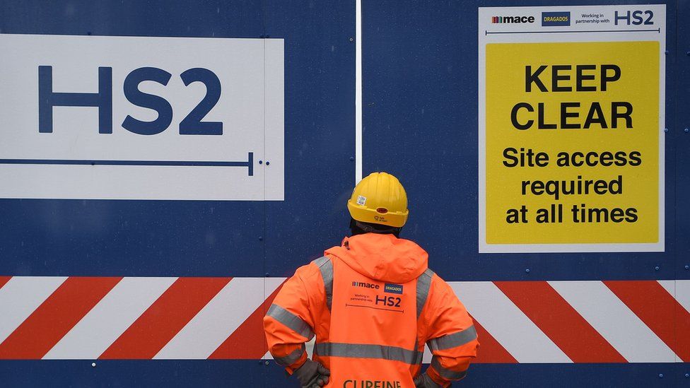 A construction worker at an HS2 construction site