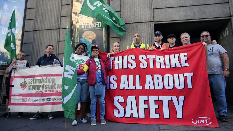 Rail picket line opposite Victoria Station