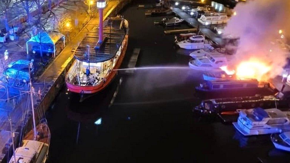Fire crews battling boat fire in Bristol docks