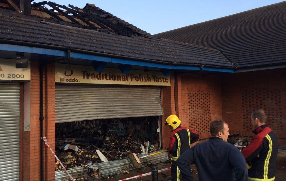 'Arson attack' destroys Polish shop in Coventry - BBC News