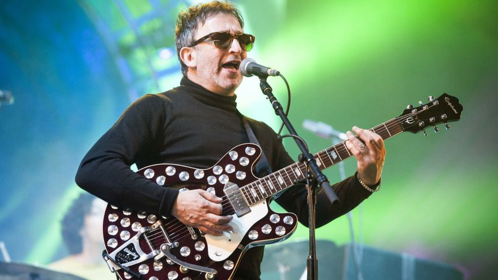 Ian Broudie of The Lightning Seeds with guitar