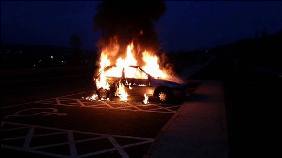 Car set on fire at Derry City Cemetery BBC News