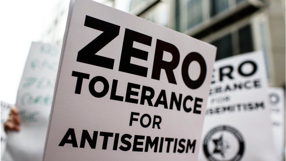 anti-Semitism placard
