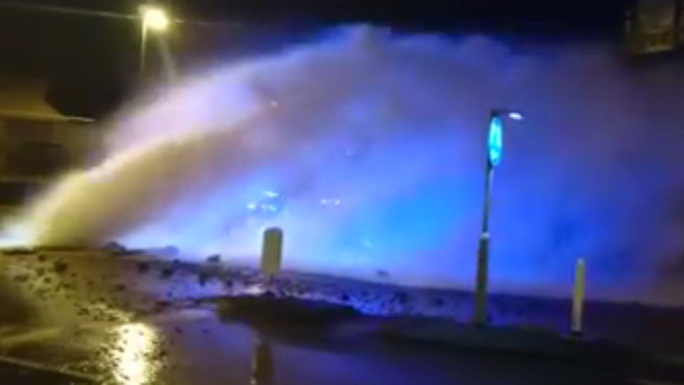 Burst water main sends rocks crashing into family home BBC News