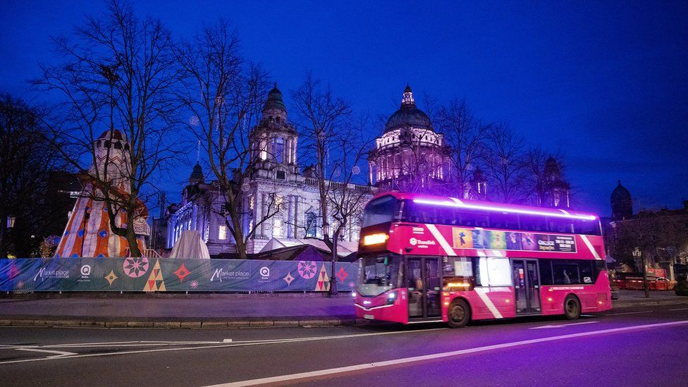 Translink bus in Belfast city centre