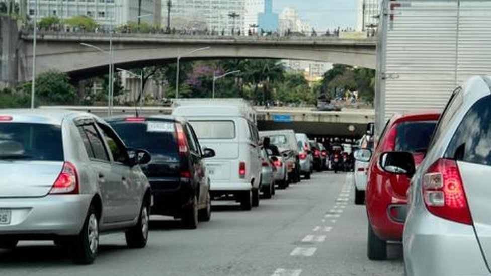 Traffic jam in Sao Paulo