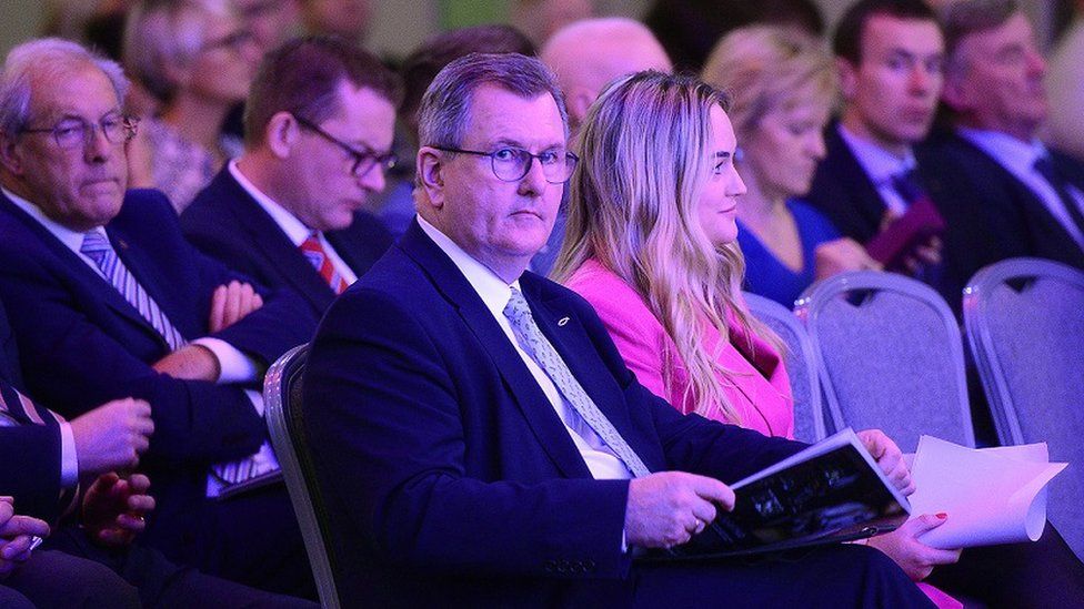 Sir Jeffrey Donaldson at the party's conference in Belfast