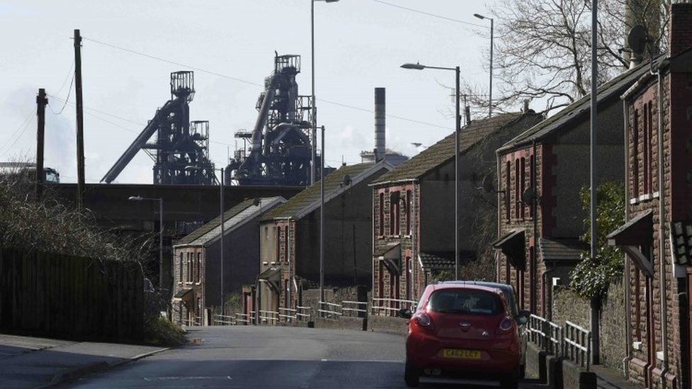 View of the Port Talbot steel works