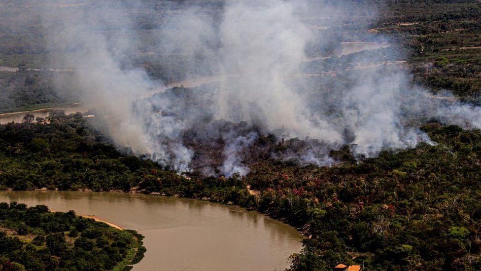 Panorámica del incendio en el Pantanal.