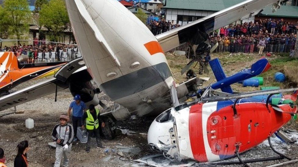 Scene of plane crash at Lukla Airport