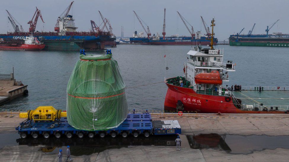 The core module of China's forthcoming commercial SMR being transported last summer