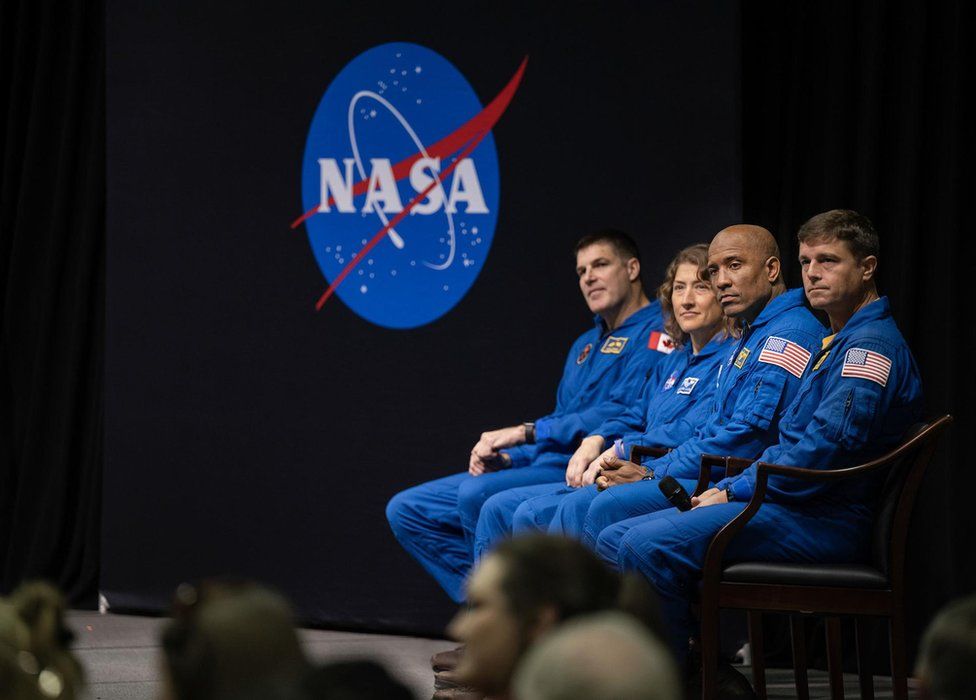 The four named Artemis astronauts in training
