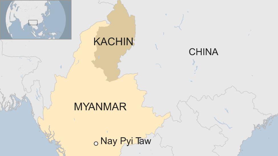 Map of Kachin state in Myanmar