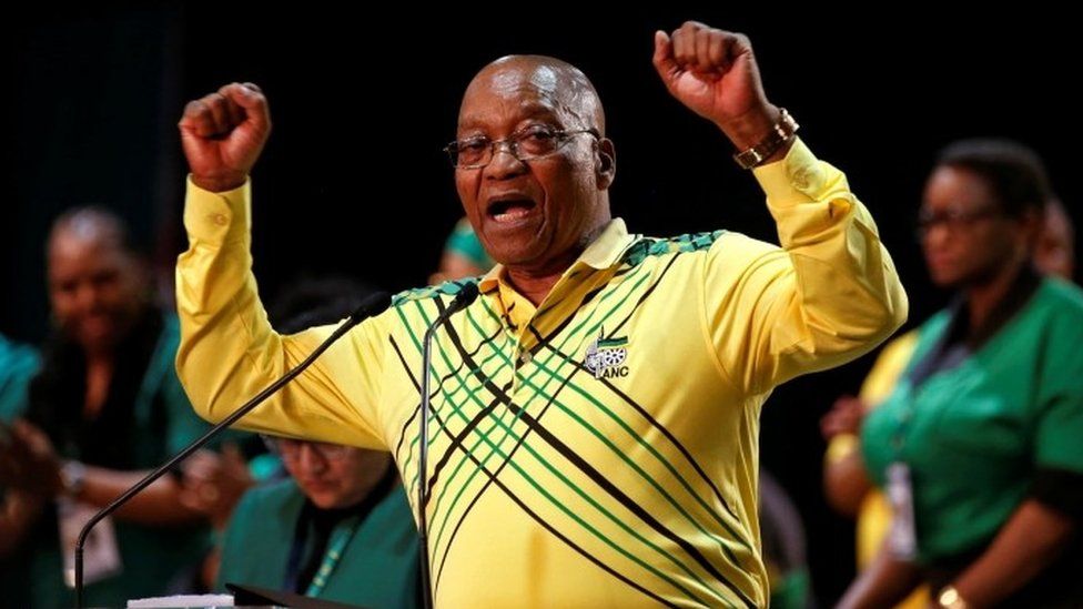 South African President Jacob Zuma addresses an ANC gathering