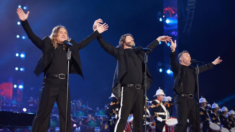 Take That performing during the Coronation Concert