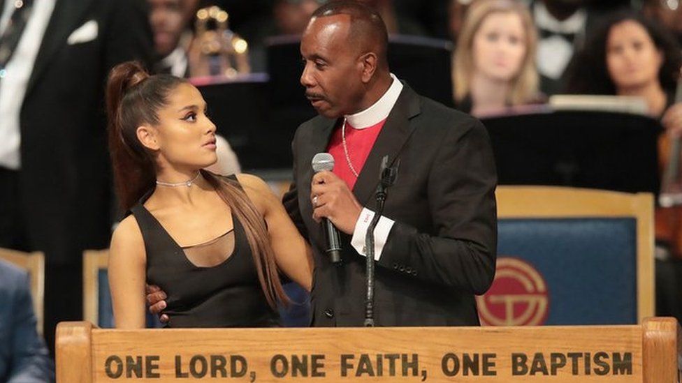 Ariana Grande at Aretha Franklin's funeral