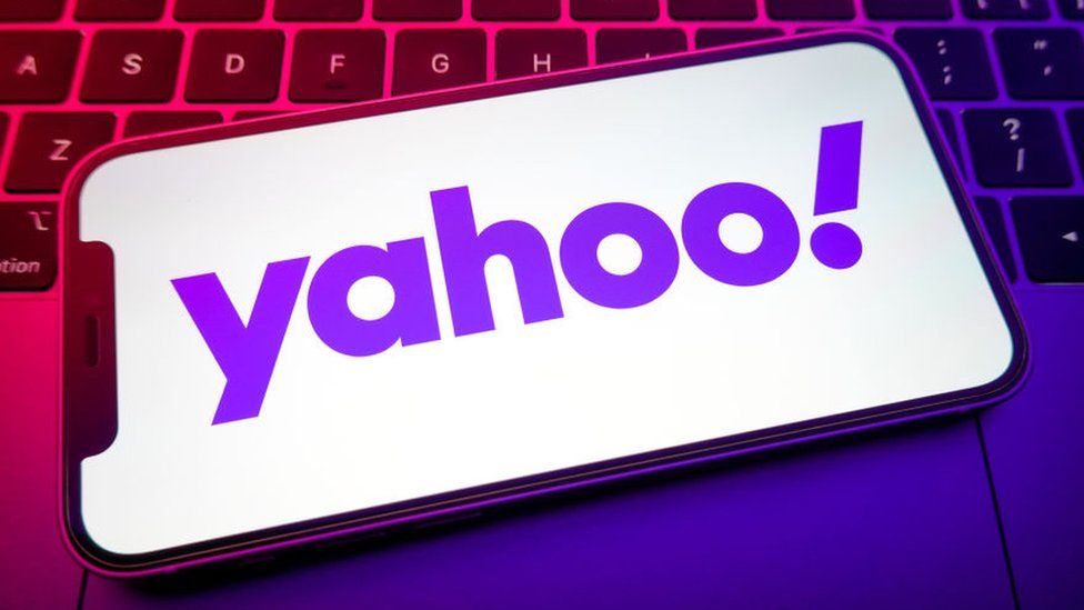 Yahoo logo on a phone