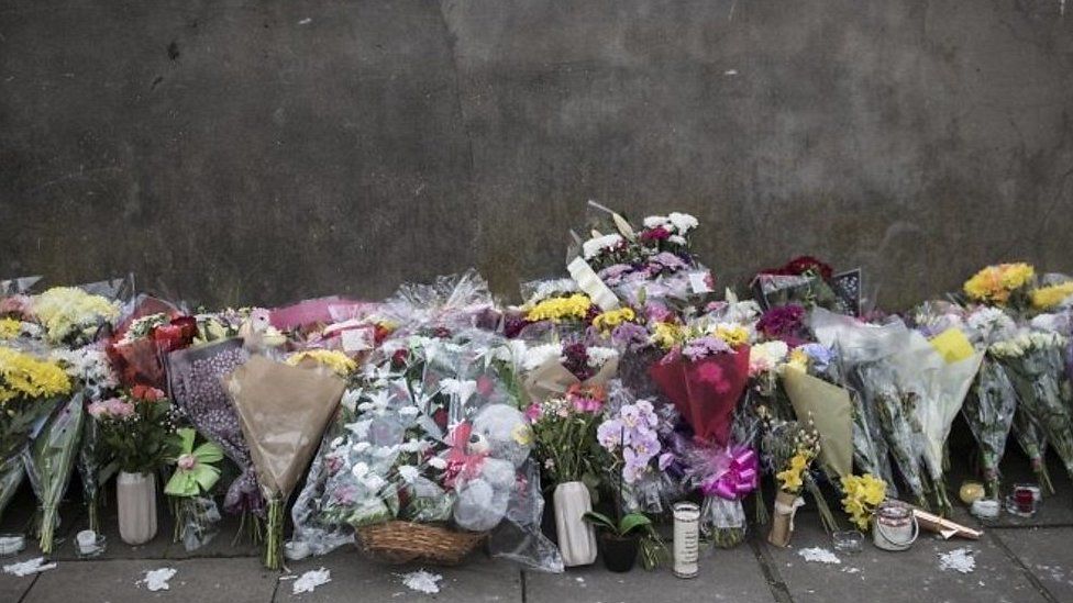 Floral tributes in Tottenham