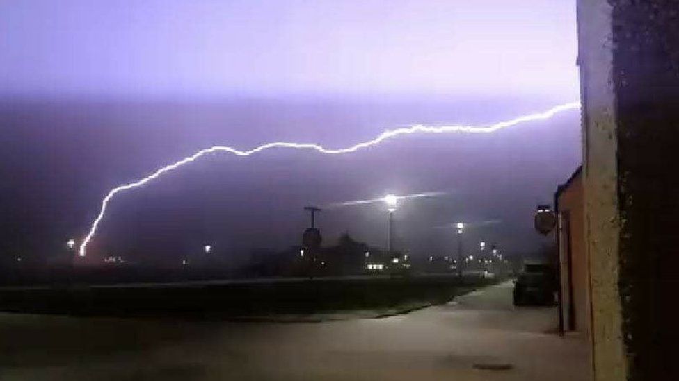 Lightning seen from Kyleakin on Skye