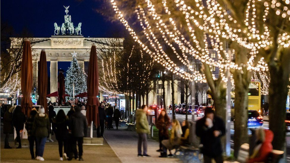 Christmas lights near the Brandenburg Gate, Berlin
