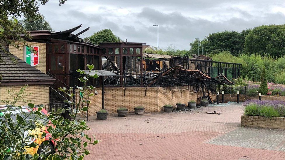 Fire crews battle blaze at Airdrie's Trattoria Guidi restaurant - BBC News