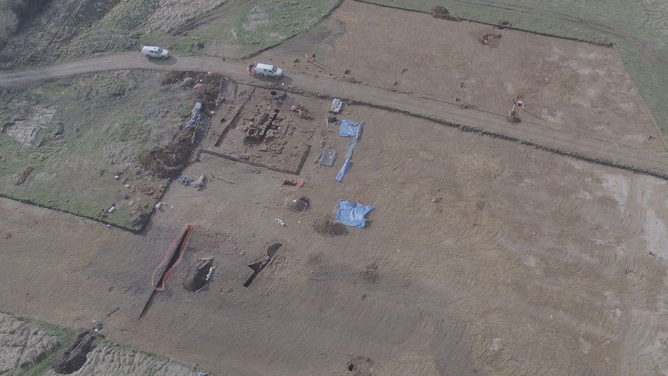 Drone picture of excavation at Priors Hall Park in Corby