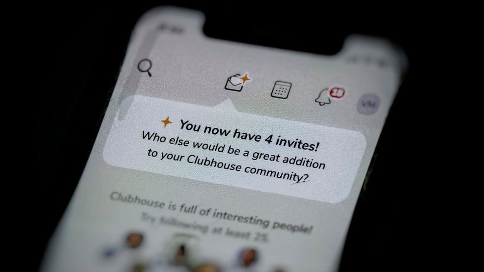 Invites shown on the Clubhouse app