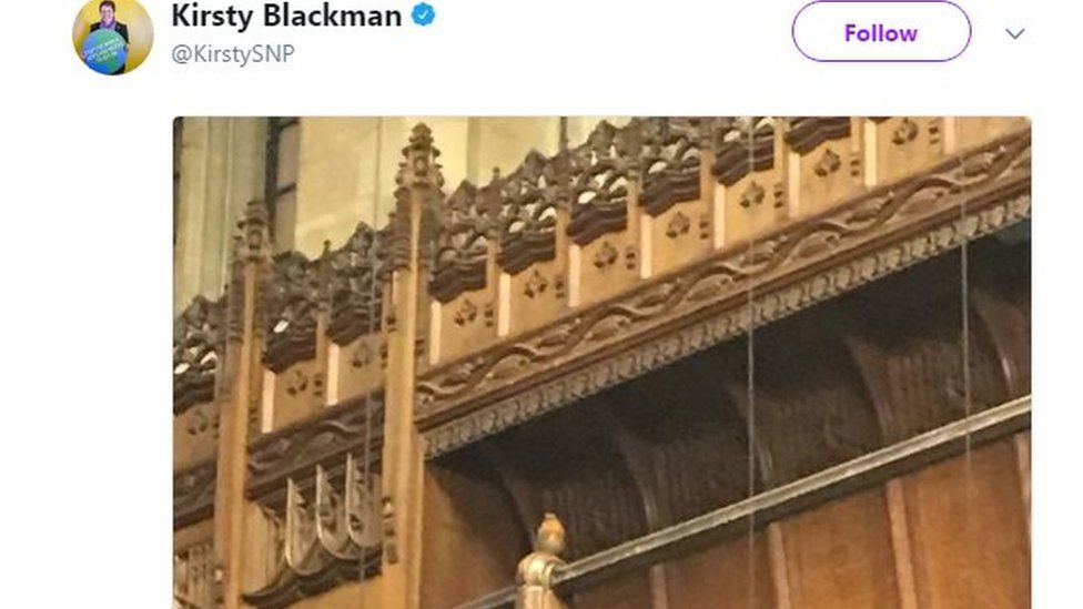 Kirsty Blackman tweet about a robin in the Commons chamber