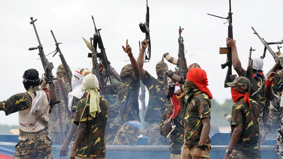 File photo of Mend militants in the Niger Delta