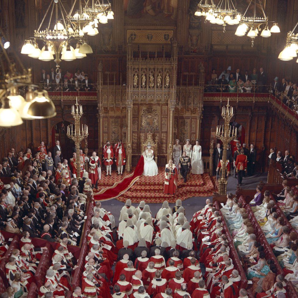 The House of Lords during the opening of Parliament on the Queen's 40th birthday