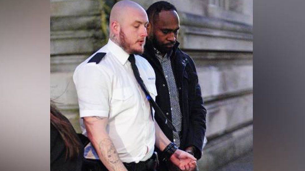 Pictured being led from Cardiff Crown Court on Tuesday, he admitting sexually assaulting three teenagers in a bar
