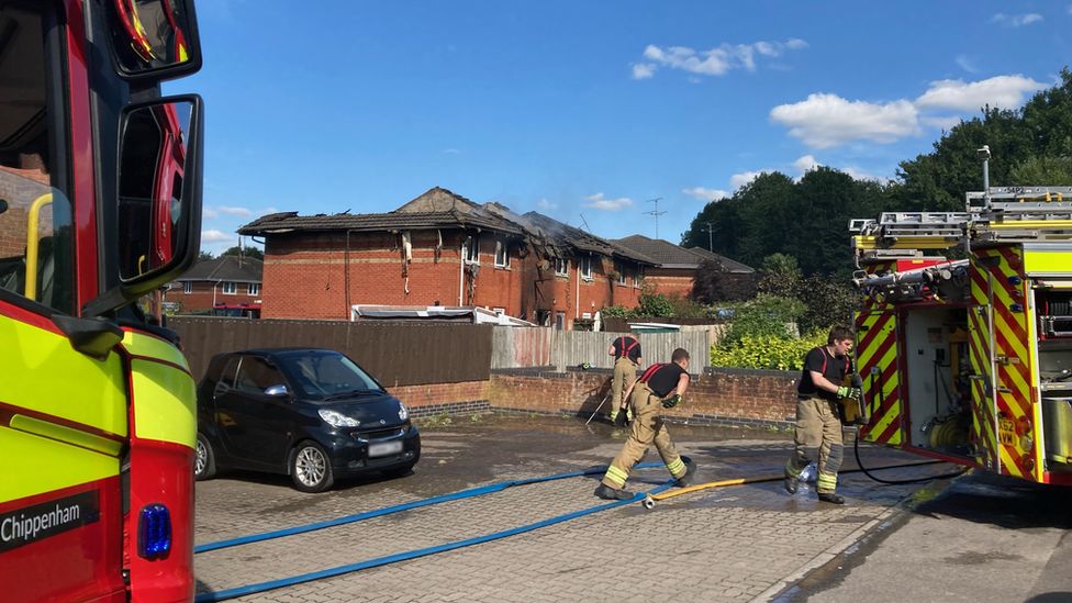 Dozens of fire crews called to blaze in Swindon houses BBC News