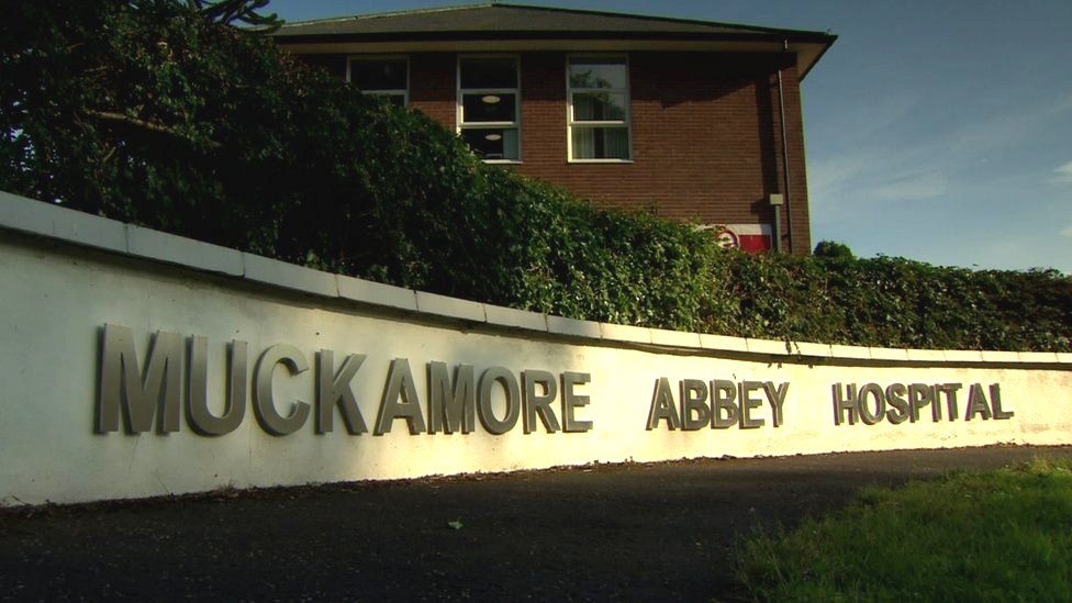 A sign outside Muckamore Abbey Hospital
