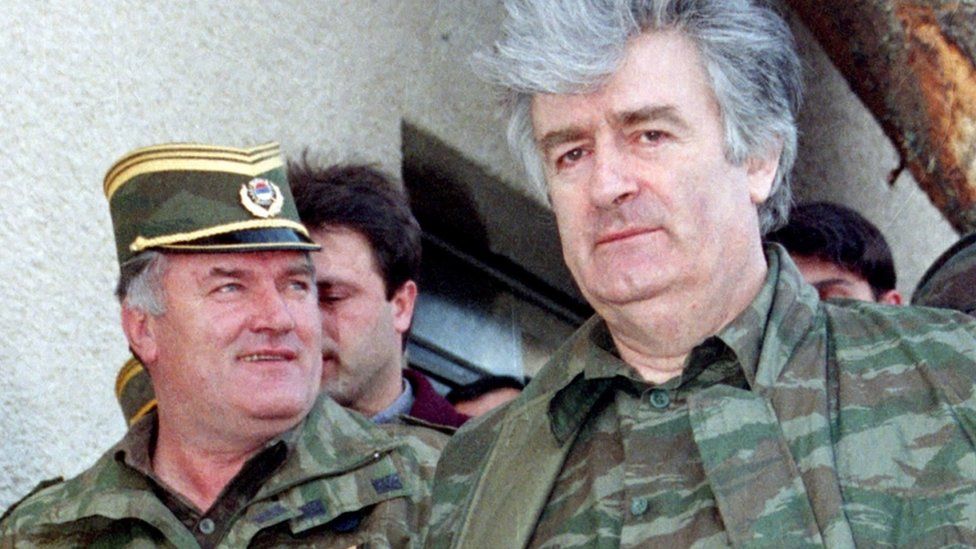 Radovan Karadzic (R) and his general Ratko Mladic