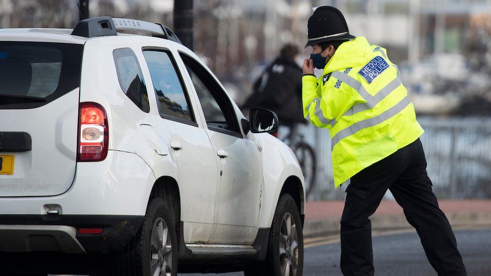 Officers were stopping people in Penarth in a bid to deter them from visiting as lockdown rules remain in force