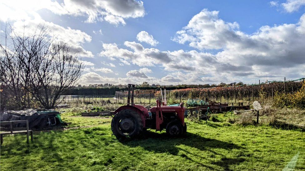 A tractor on the farm at East Malling