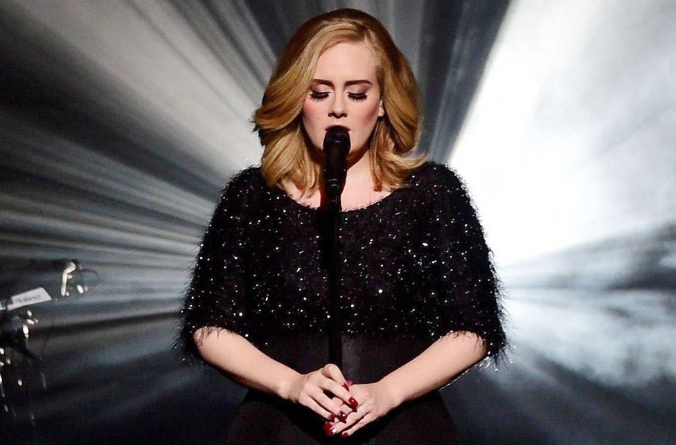 Adele on stage, 2015