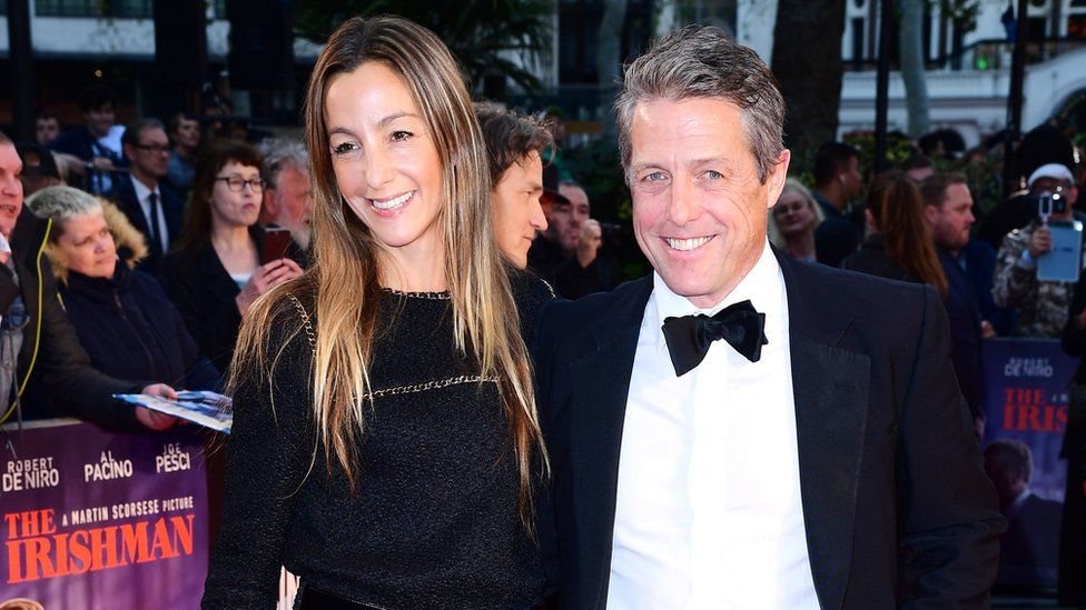 Anna Elisabet Eberstein and Hugh Grant attending the Closing Gala and International premiere of The Irishman, held as part of the BFI London Film Festival 2019